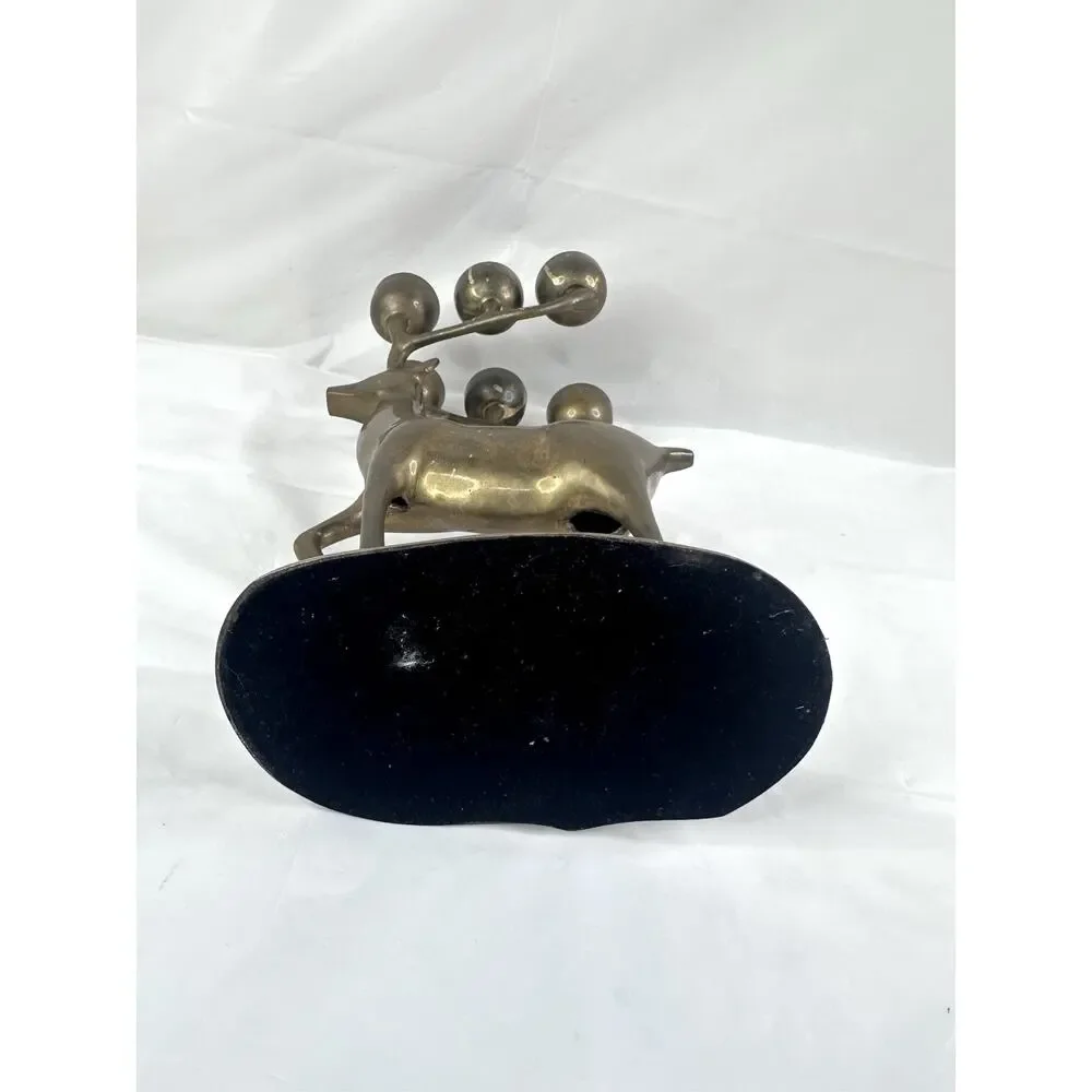 Brass Reindeer Candelabra Candle Christmas Holiday Decor Nostalgia Heavy